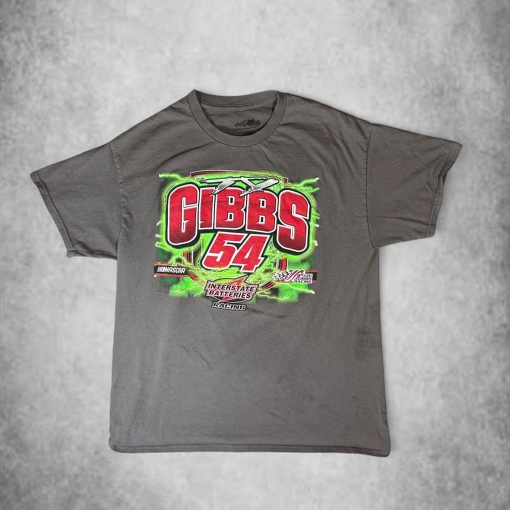 NASCAR Ty Gibbs 54 Interstate Batteries Graphic Tee Charcoal Grey Mens Large